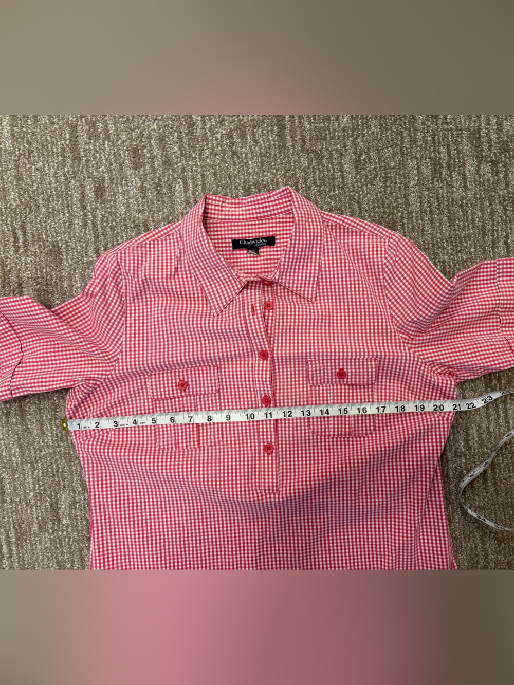 Chadwicks of Boston Pink & White Gingham Shirt Dress | Cotton | Size 12/14 - Picture 5 of 15